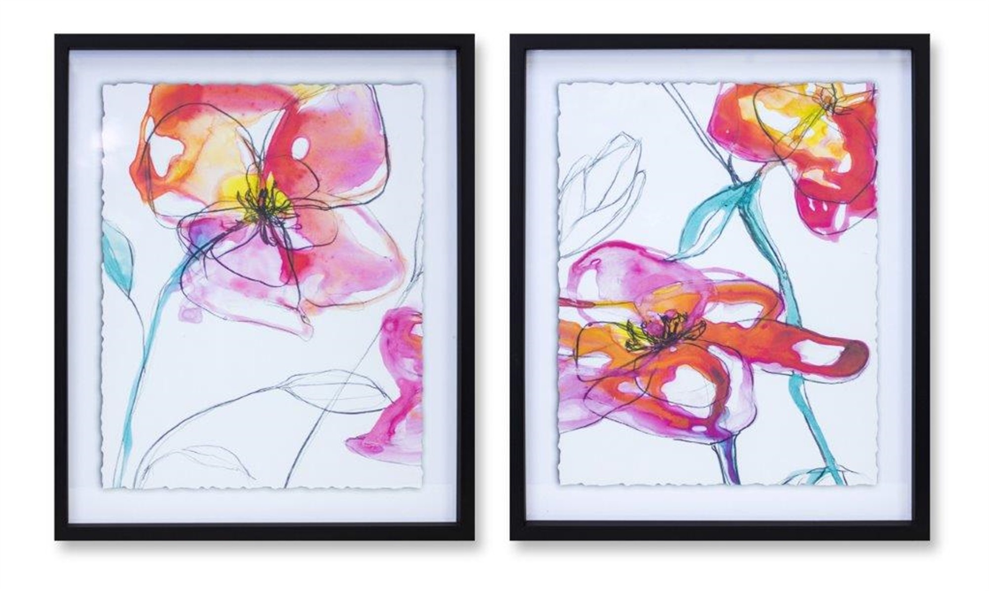 Floral Print (Set of 2) 16"L x 19"H MDF/Wood