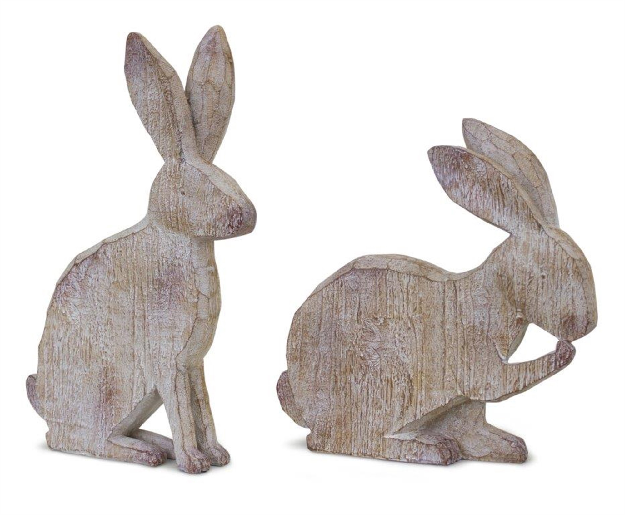 Bunny (Set of 2) 9"L x 9"H, 7"L x 11.75"H Resin