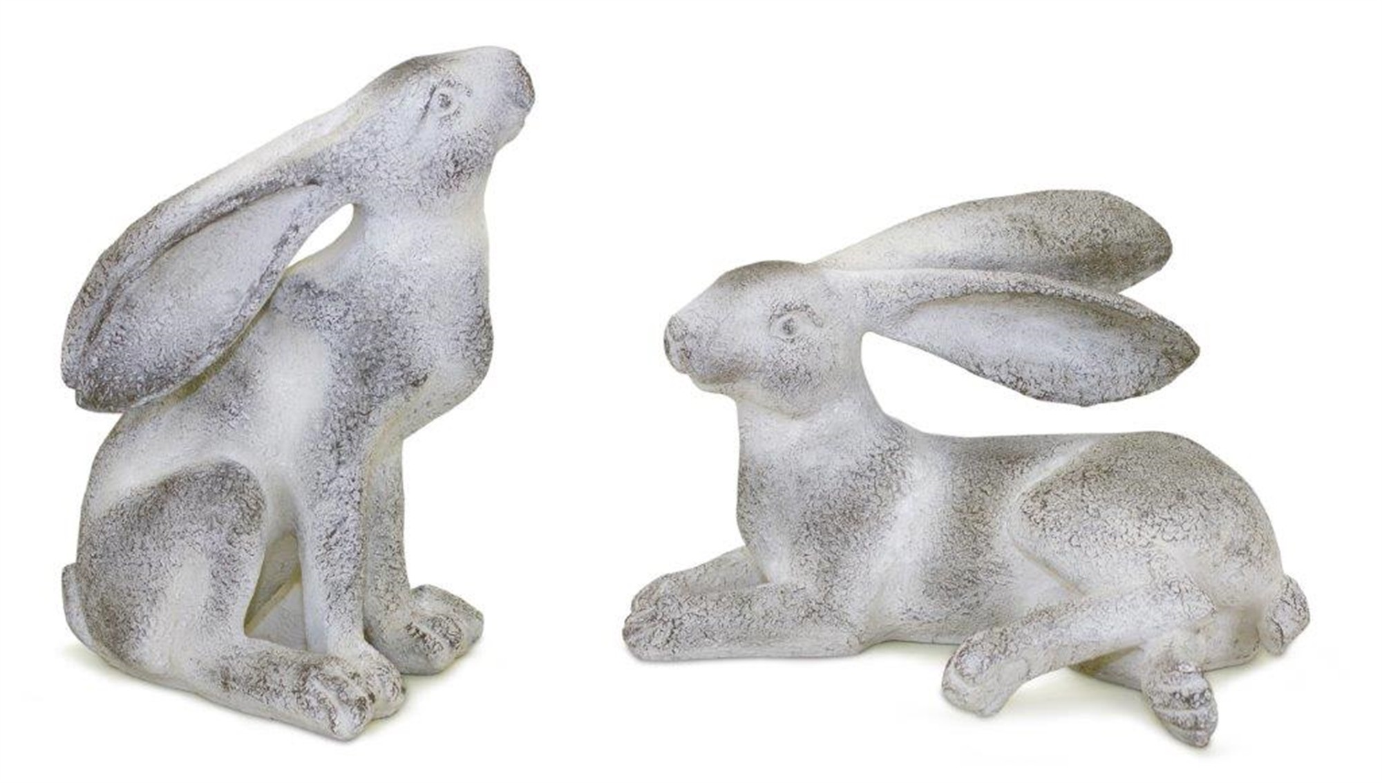 Rabbit (Set of 2) 12"L x 7.5"H, 6.5"L x 11.75"H Resin