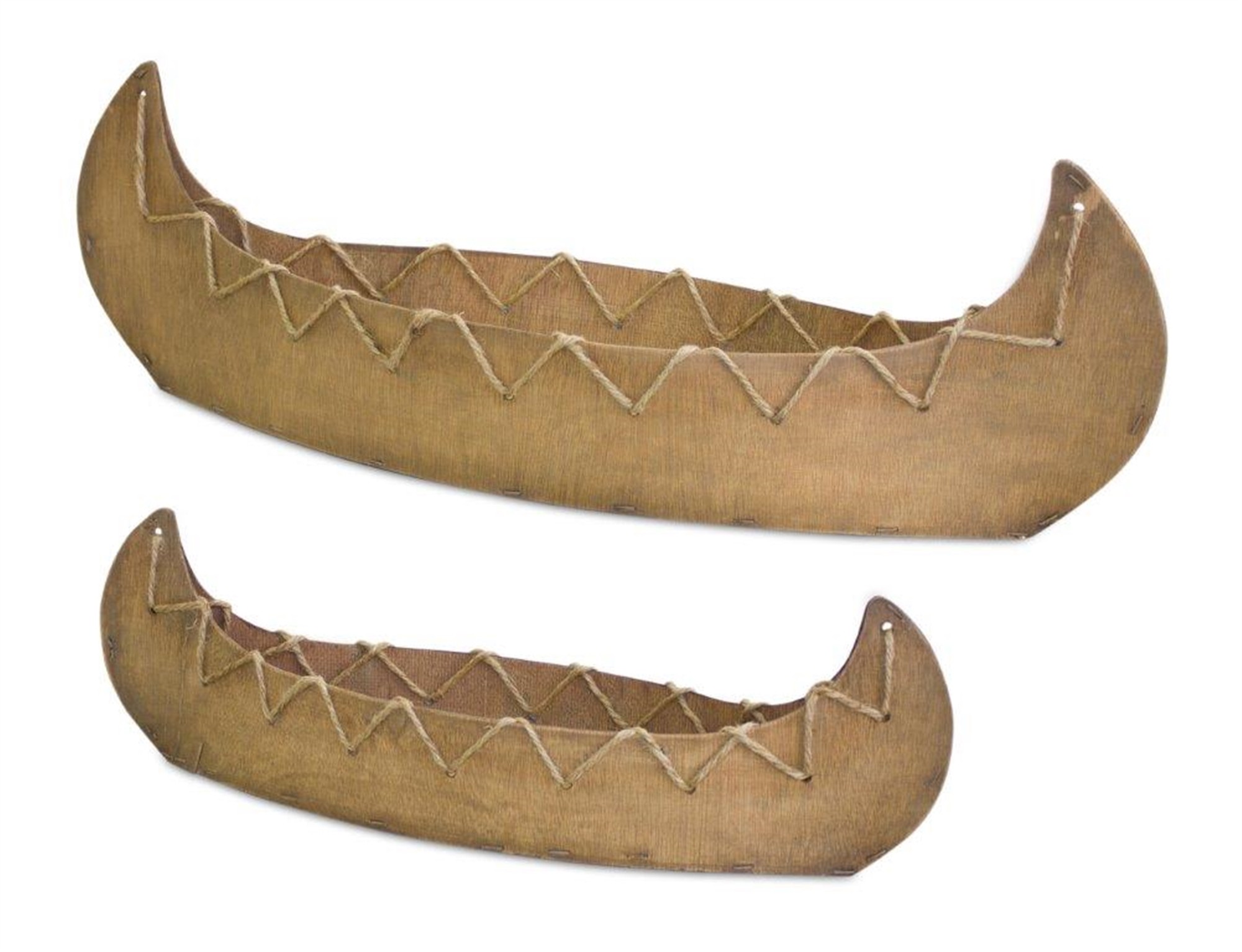 Canoe (Set of 2) 19.25"L x 5.75"H, 25.75"L x 8"H Wood/Jute