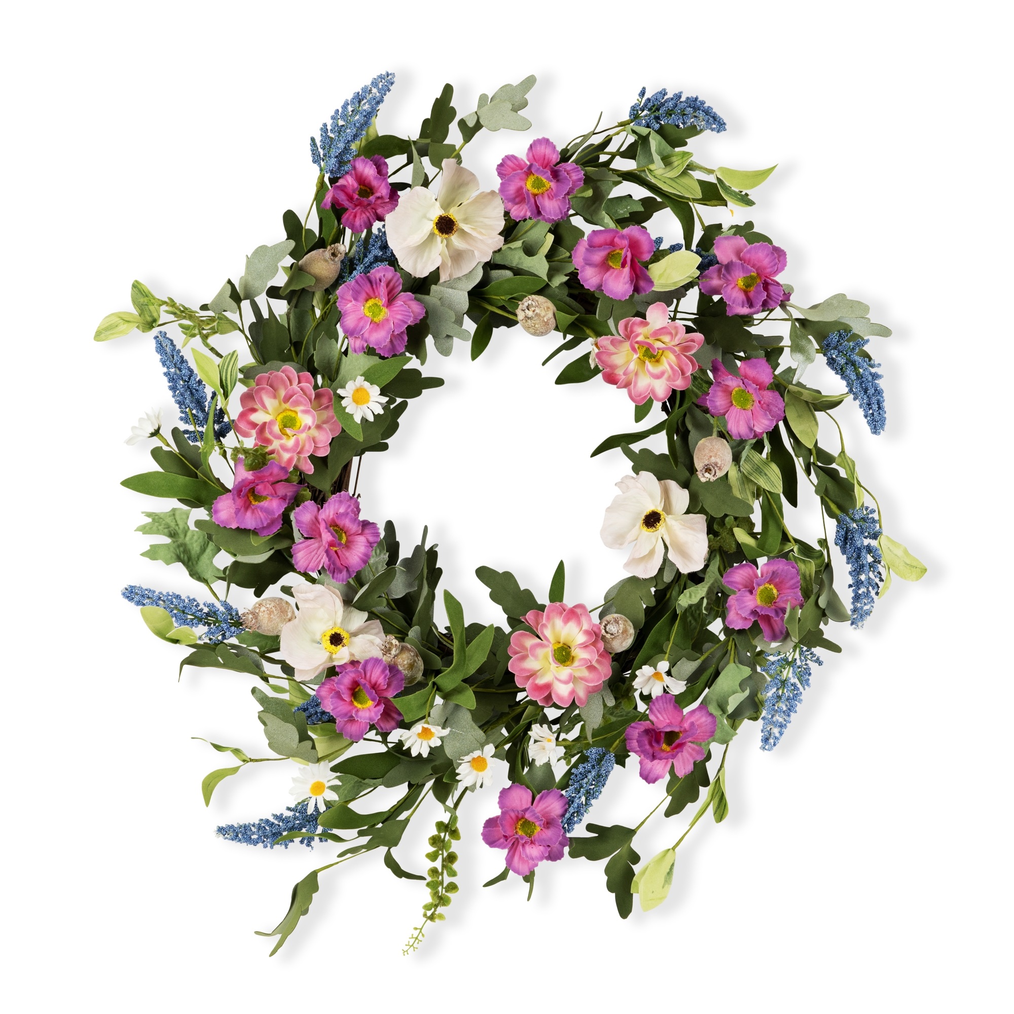 Mixed Floral Wreath 25"D Twig/Fabric