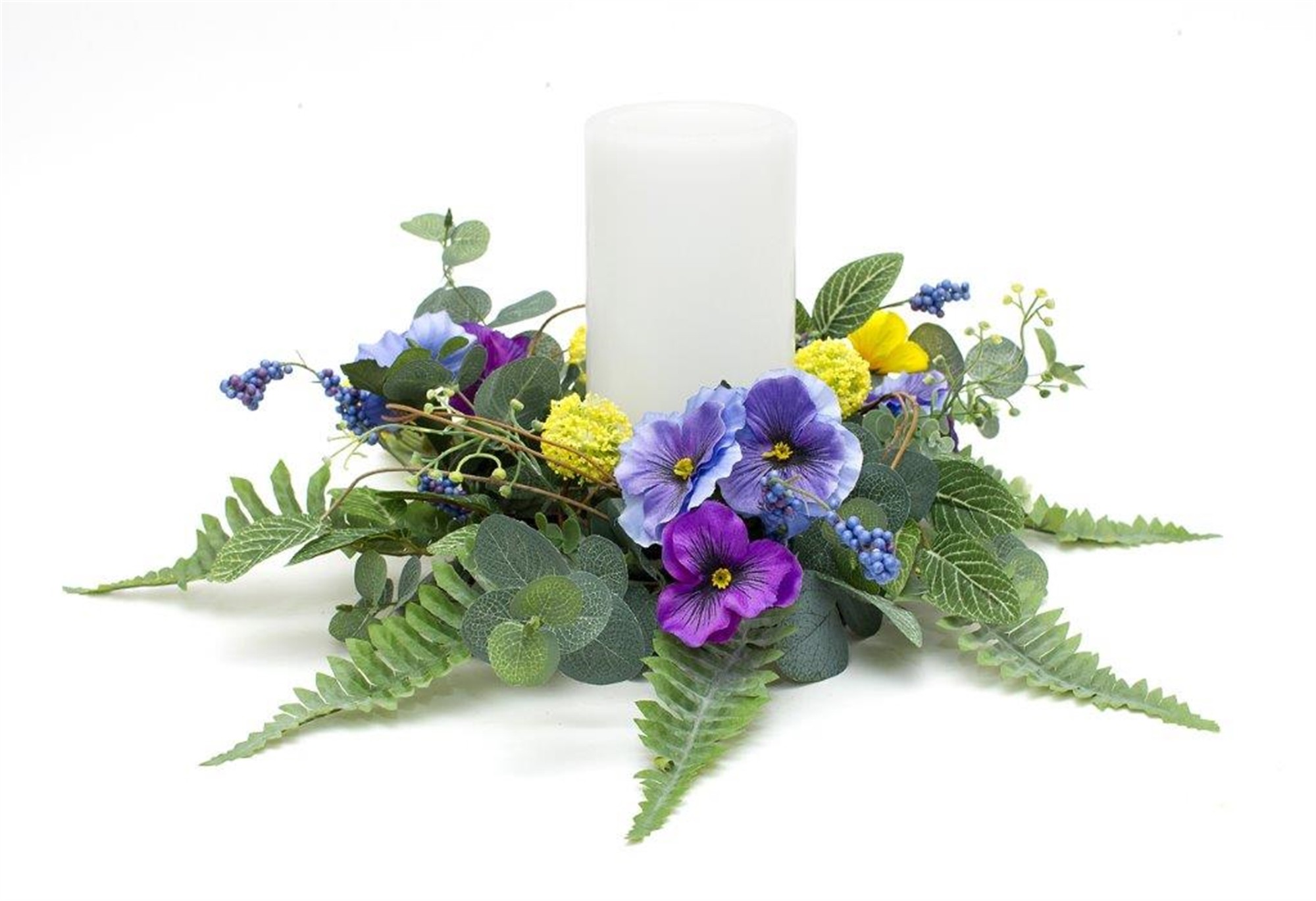 Pansy Candle Ring 20.5"D Polyester (Fits a 6" Candle)
