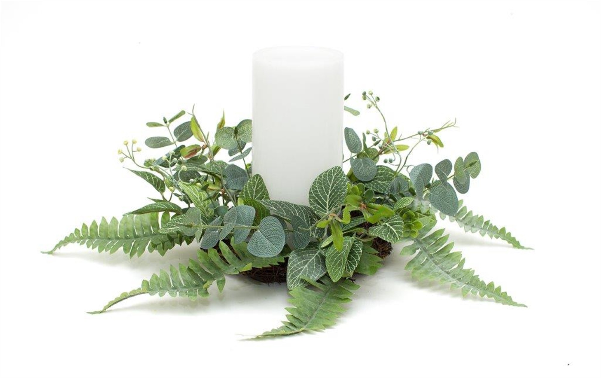 Mixed Foliage Candle Ring 18"D Polyester (Fits a 6" Candle)
