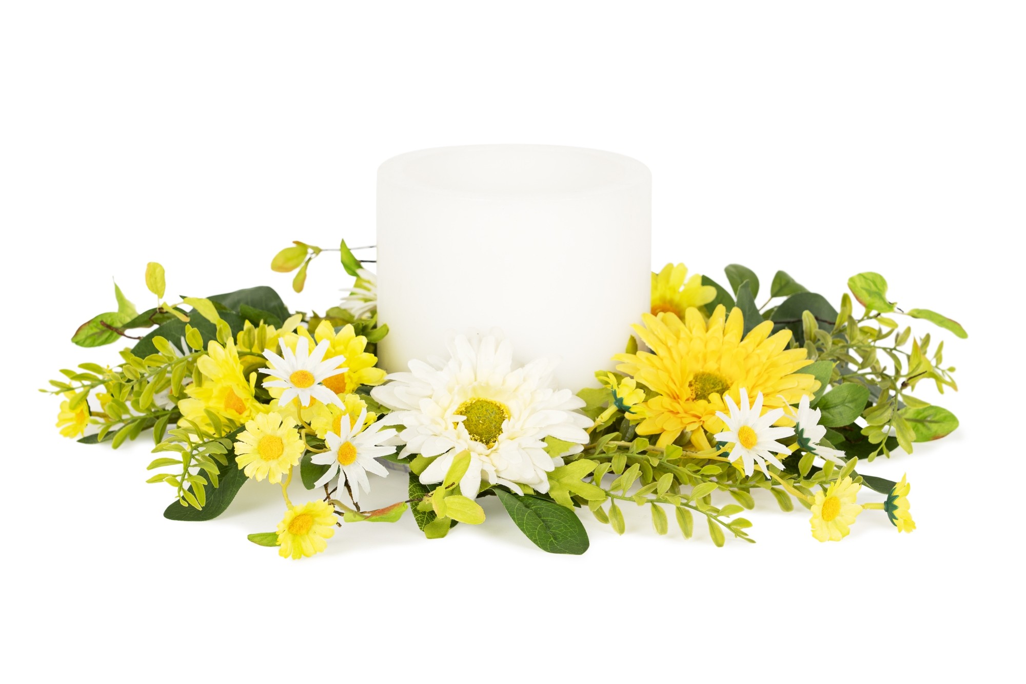Mixed Gerbera Daisy Candle Ring 18.5"D Fabric (Fits a 6" Candle)