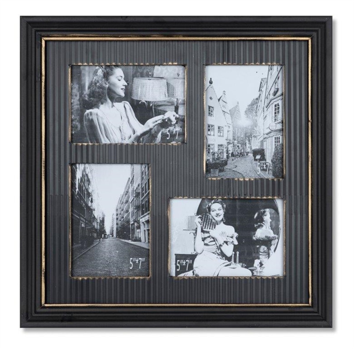 Collage Photo Frame 17.75" SQ Iron/Wood (5 x 7 Photo)