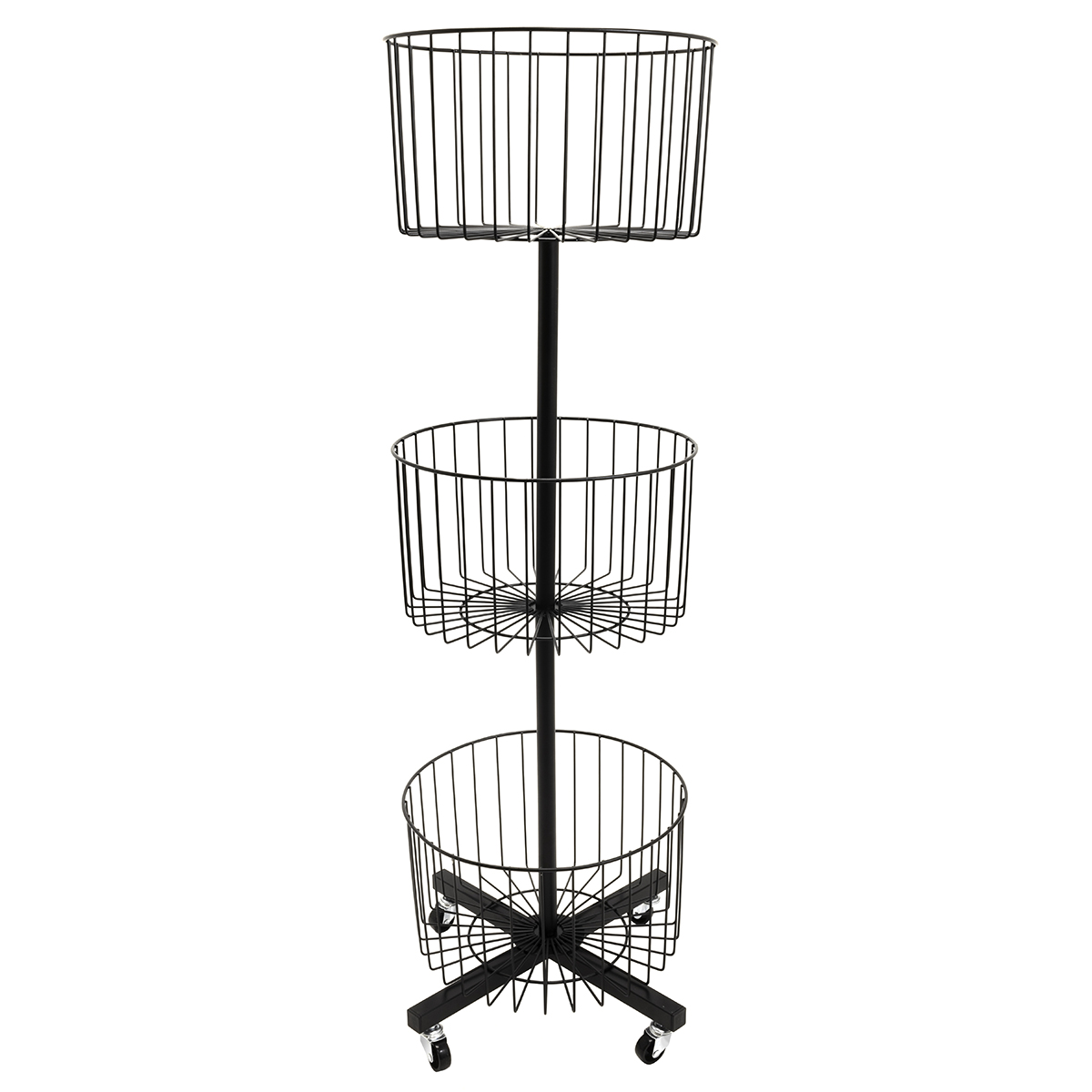 3-Tier Basket Bin Floor Display  Black