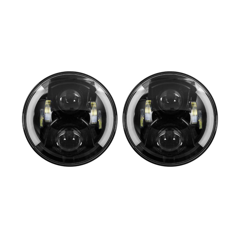 7 IN ROUND 6 LED WITH PARTIAL HALO  BLACK FRONT FACE