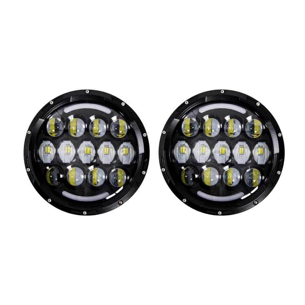 7 IN ROUND 13 LED WITH PARTIAL HALO  BLACK FRONT FACE
