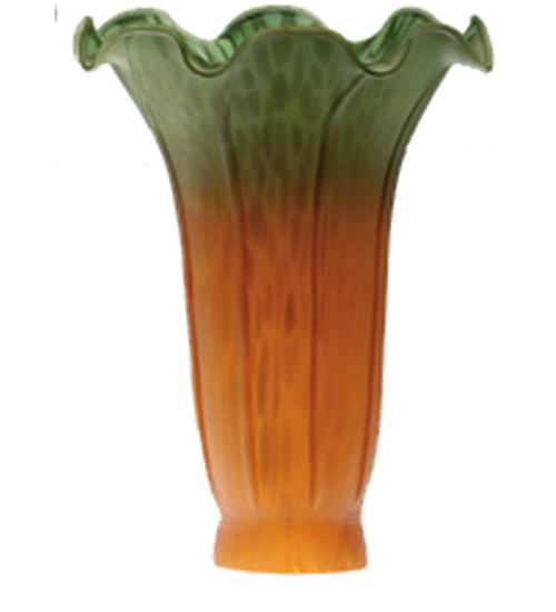 4"W X 6"H Amber/Green Pond Lily Shade