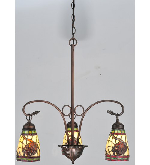 23"W Pinecone Dome 3 Light Chandelier