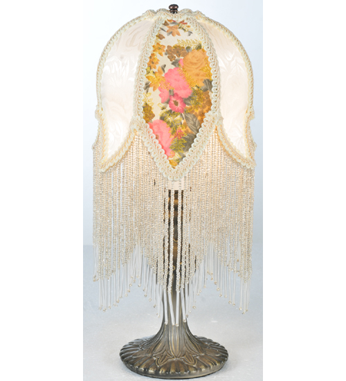 15"H Fabric & Fringe Victorian Tulip Accent Lamp