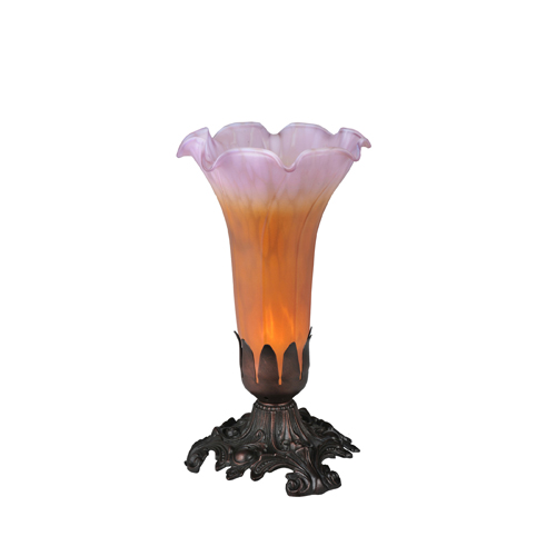 8"H Amber/Purple Pond Lily Accent Lamp