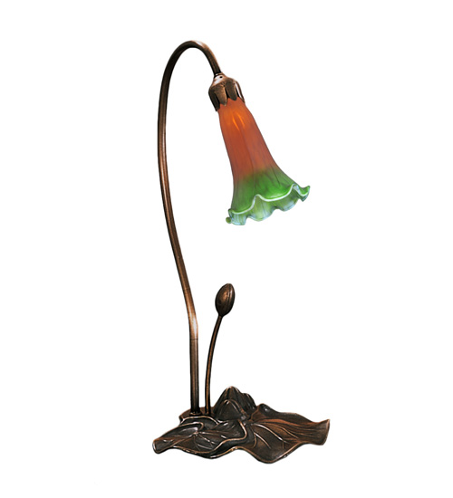 16"H Amber/Green Pond Lily Accent Lamp