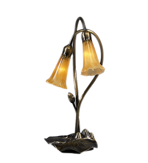 16"H Amber Pond Lily 2 Light Accent Lamp