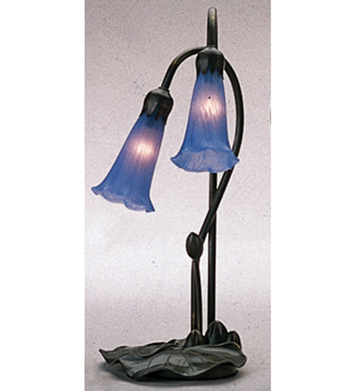 16"H Blue Pond Lily 2 Light Accent Lamp