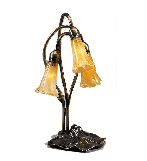 16"H Amber Pond Lily 3 Light Accent Lamp