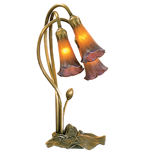 16"H Amber/Purple Pond Lily 3 Light Accent Lamp