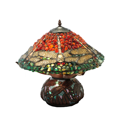 16.5"H Dragonfly Polished Agata Table Lamp