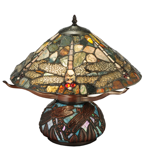 16.5"H Dragonfly Cut Agata Table Lamp