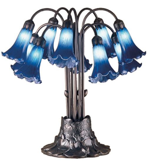 22"H Blue Pond Lily 10 Light Table Lamp