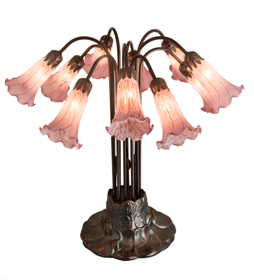 22"H Cranberry Pond lily 10 Light Table Lamp