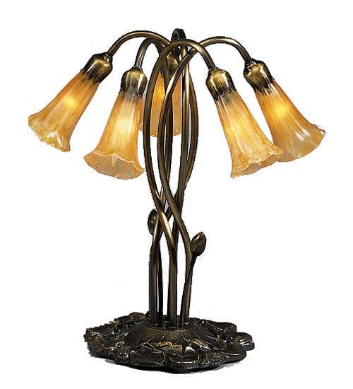 16.5"H Amber Pond Lily 5 Light Accent Lamp