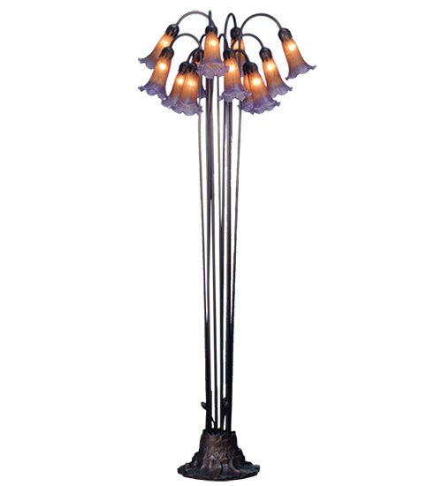 60"H Amber/Purple Pond Lily 12 Light Floor Lamp