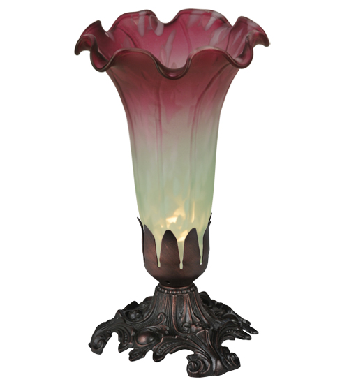 8"H Seafoam/Cranberry Pond Lily Accent Lamp