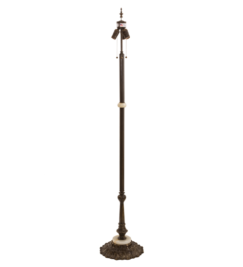 62" High Antique Brass Gloss 3 Light Floor Base