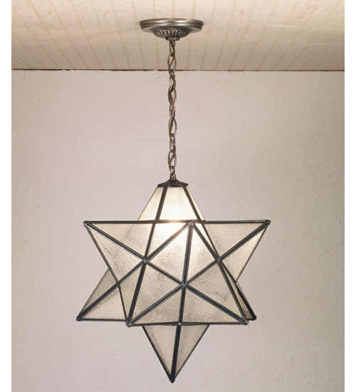 18"W Moravian Star Clear Seeded Pendant