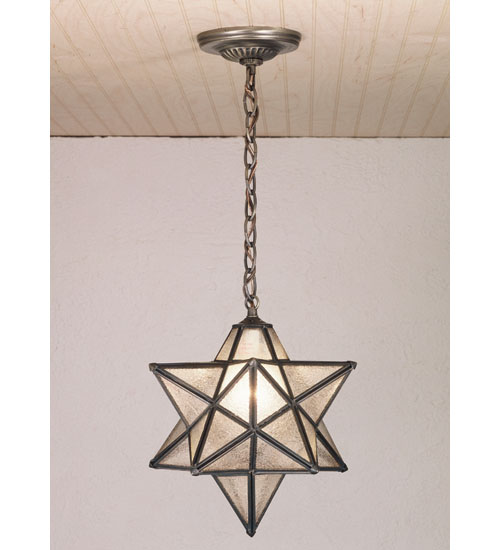 12"W Moravian Star Clear Seeded Pendant