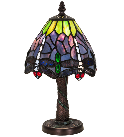 12"H Tiffany Hanginghead Dragonfly W/Mosaic Base Mini Lamp