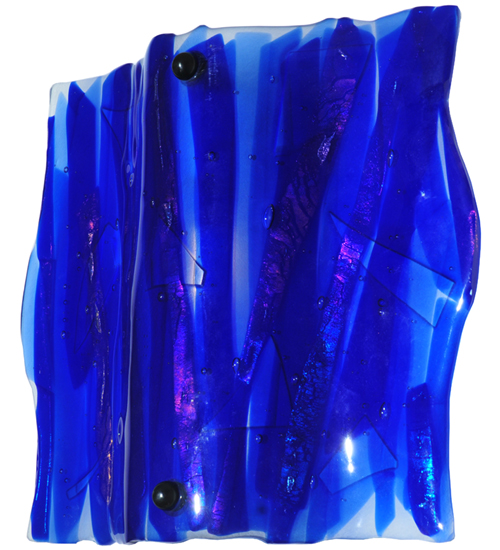 11"W Metro Fusion Azul Glass Panel Wall Sconce