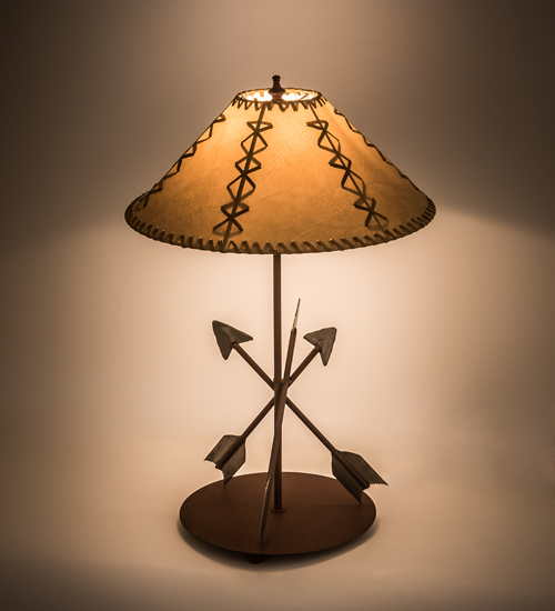 23" High Arrowhead Faux Leather Shade Table Lamp