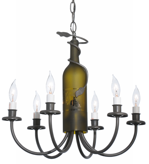 18"W Tuscan Vineyard 6 Light Wine Bottle Chandelier