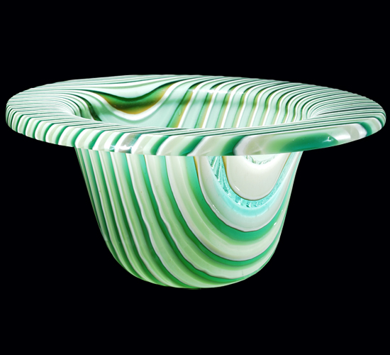 12"W Metro Fusion Peppermint Glass Bowl