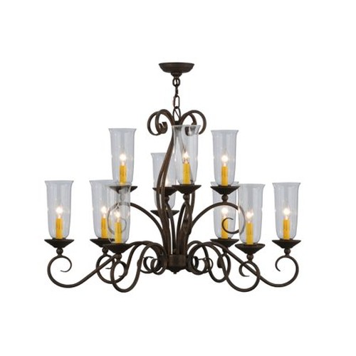 36"L Wallis 10 Light Oblong Chandelier