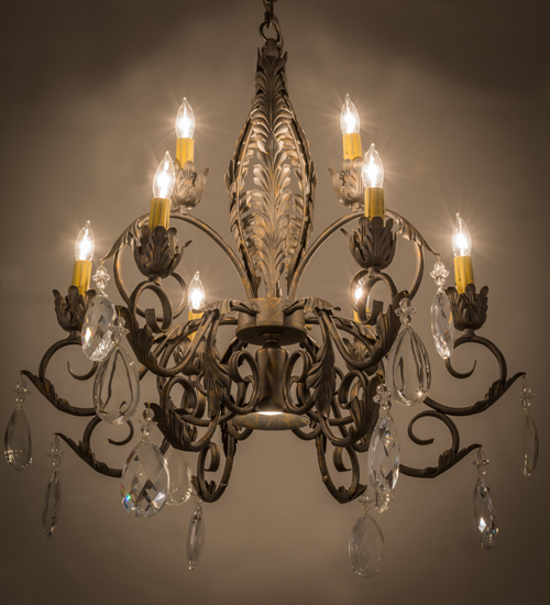 26"W New Country French 9 Light Chandelier