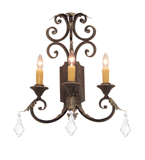 16" Wide Serratina 3 Light Wall Sconce