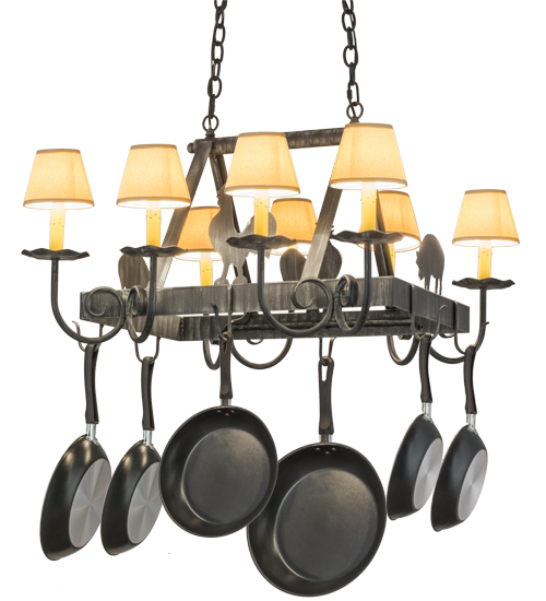 27"L Barn Animals 8 Light Pot Rack