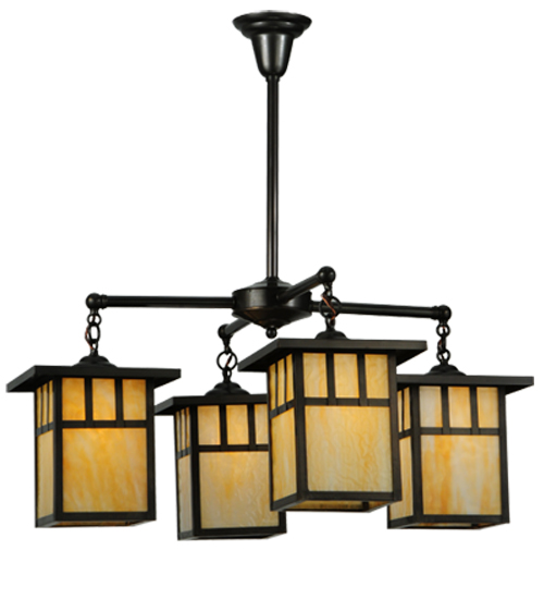 31"W Hyde Park Double Bar Mission 4 Light Chandelier