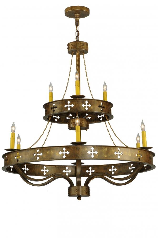 37.5"W Byzantine 9 Light Two Tier Chandelier