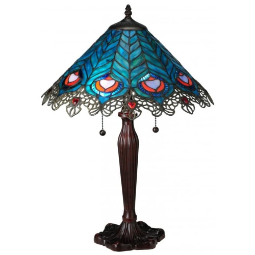 23"H Peacock Feather Lace Table Lamp