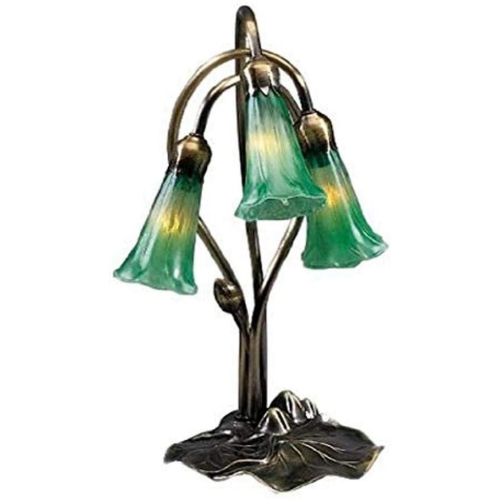 16"H Green Pond Lily 3 Light Accent Lamp
