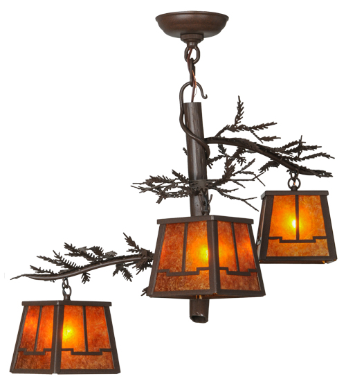 28"W Pine Branch Valley View 3 Light Chandelier