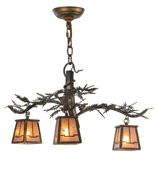 24"W Pine Branch Valley View 3 Light Chandelier