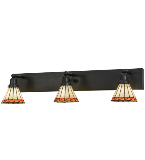 36"W Prairie Mission 3 Light Vanity Light