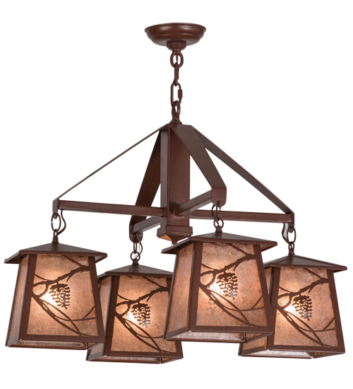 28"W Whispering Pines 4 Light Chandelier