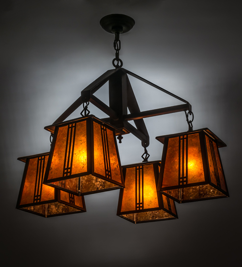 28"W Prairie Loft 4 Light Chandelier