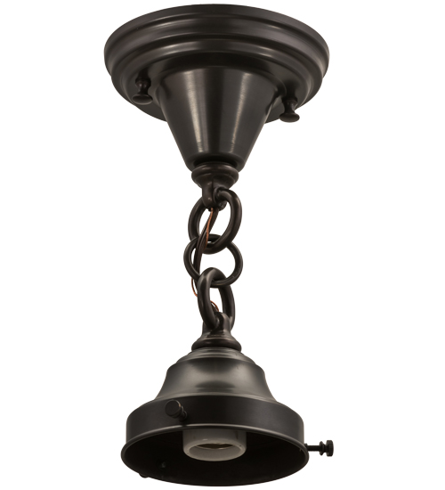 5"W Revival Craftsman Brown on Brass 1 Light Flushmount Hardware